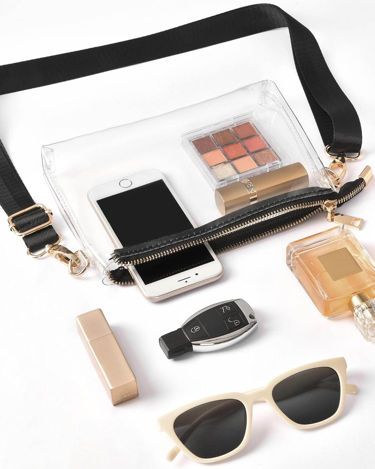 Clear Purse for Women Stadium Approved, Clear Bag for Stadium Events with Zipper, Crossbody Bag for Concerts Sports