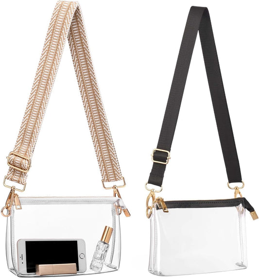 Clear Purse for Women - Stadium Approved + Clear Bag for Events with Zipper, Crossbody Bag for Concerts