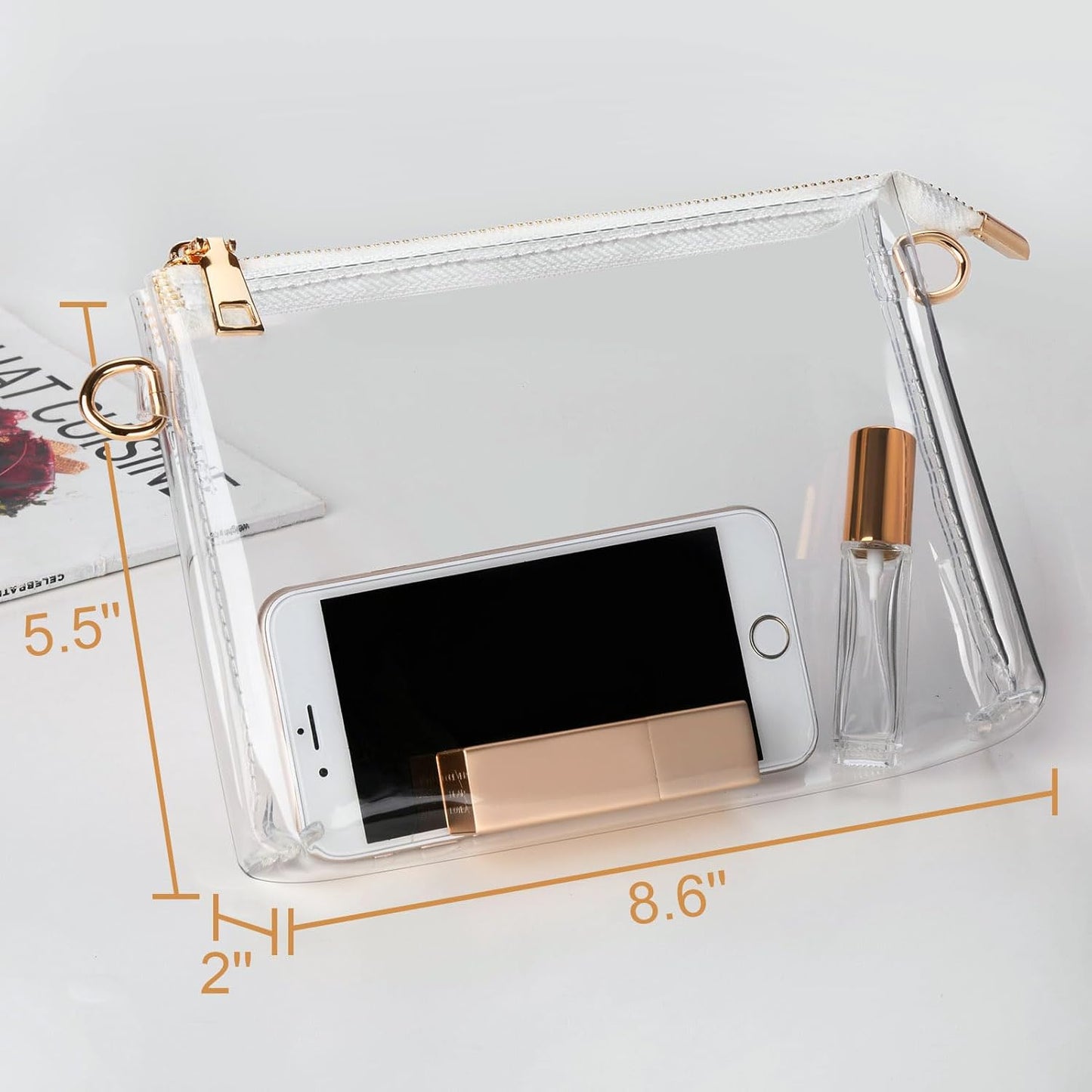Clear Purse for Women - Stadium Approved + Clear Bag for Events with Zipper, Crossbody Bag for Concerts