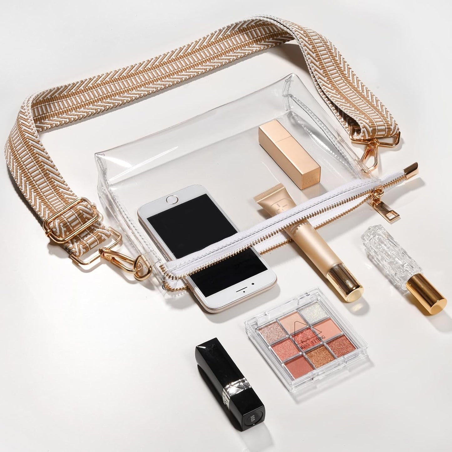 Clear Purse for Women - Stadium Approved + Clear Bag for Events with Zipper, Crossbody Bag for Concerts