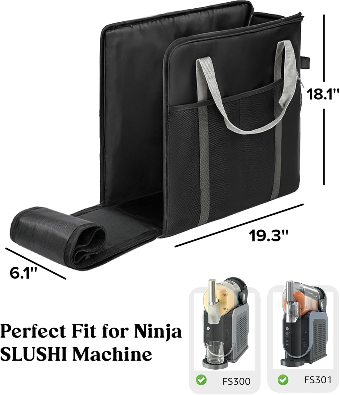 Carrying Bag for Ninja Slhie Machine FS301 & FS300, Portable Travel Tote Storage Bag with Front-Opening Design for Frozen Drink Maker, Thick Padded Protector for Machine Accessories