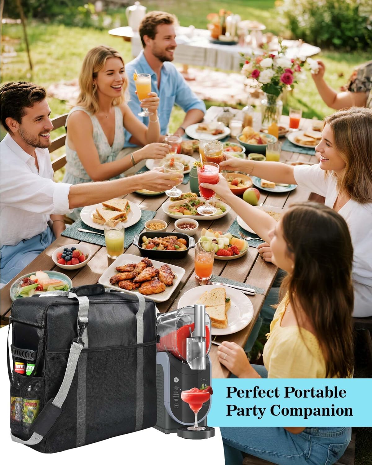 Carrying Bag for Ninja Slhie Machine FS301 & FS300, Portable Travel Tote Storage Bag with Front-Opening Design for Frozen Drink Maker, Thick Padded Protector for Machine Accessories