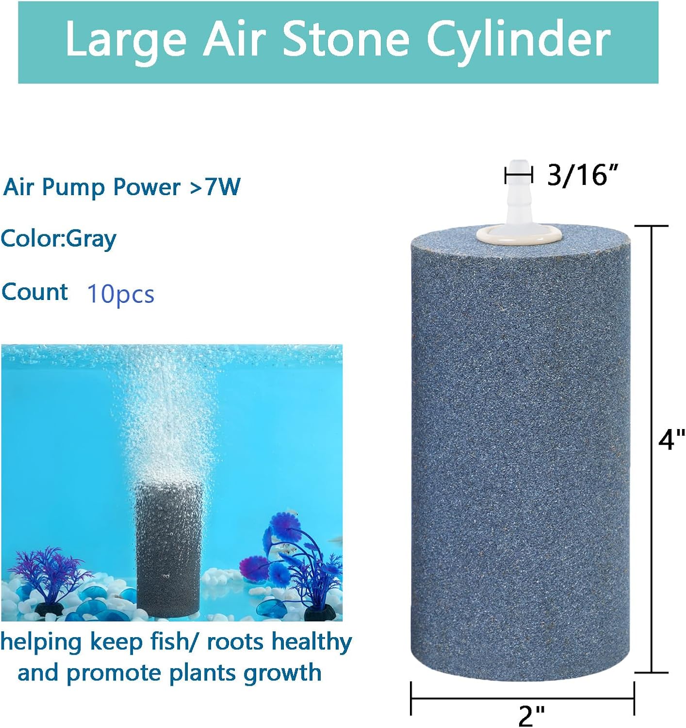 4x2 inch Aquarium Air Stones 10pcs, Aerator Differ,Air Stones for Aquariums,Fish Tanks,Pond and Hydroponics