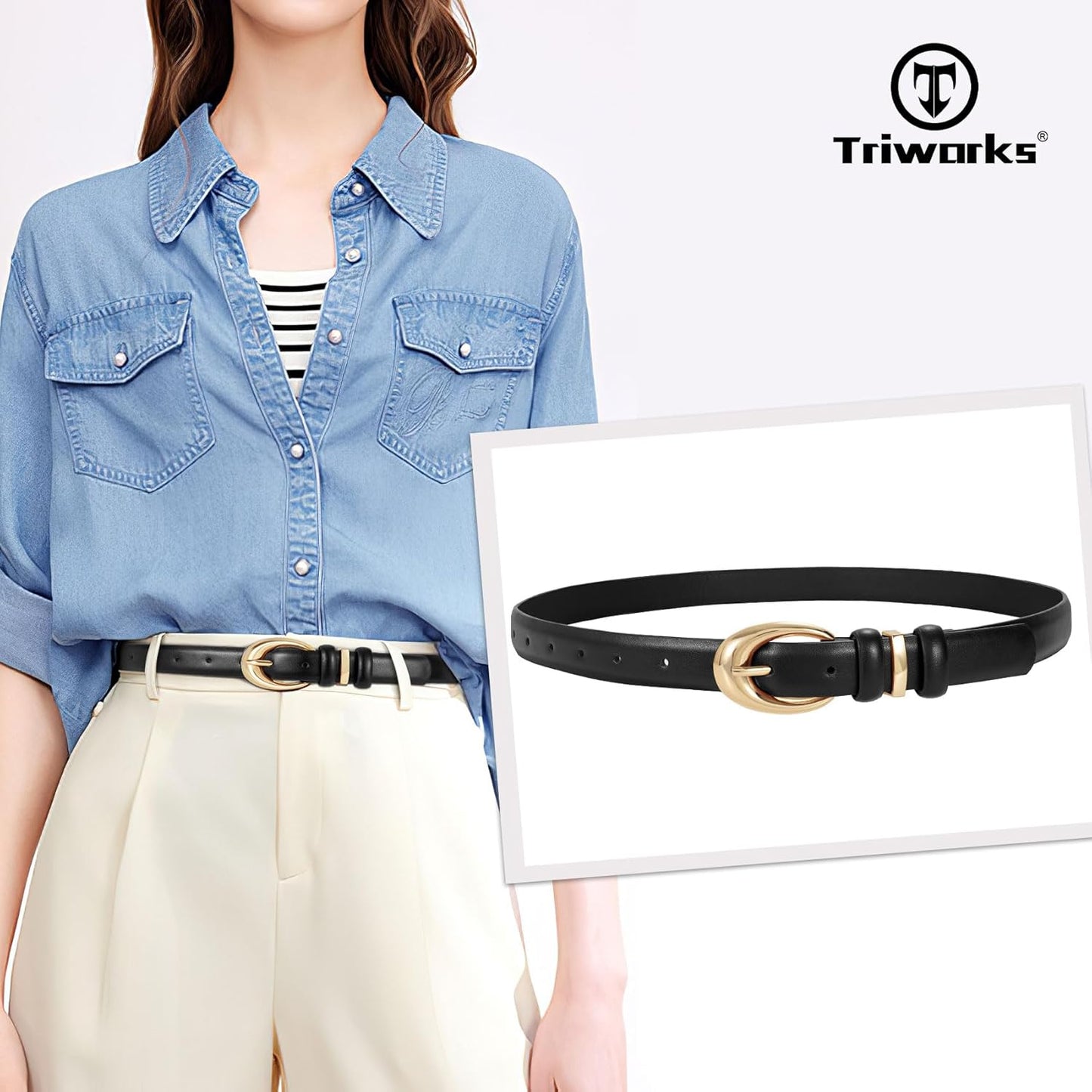 3 Pack Women Leather Belt for Jeans Pants Fashion Ladies Faux Leather Belt with Gold Buckle