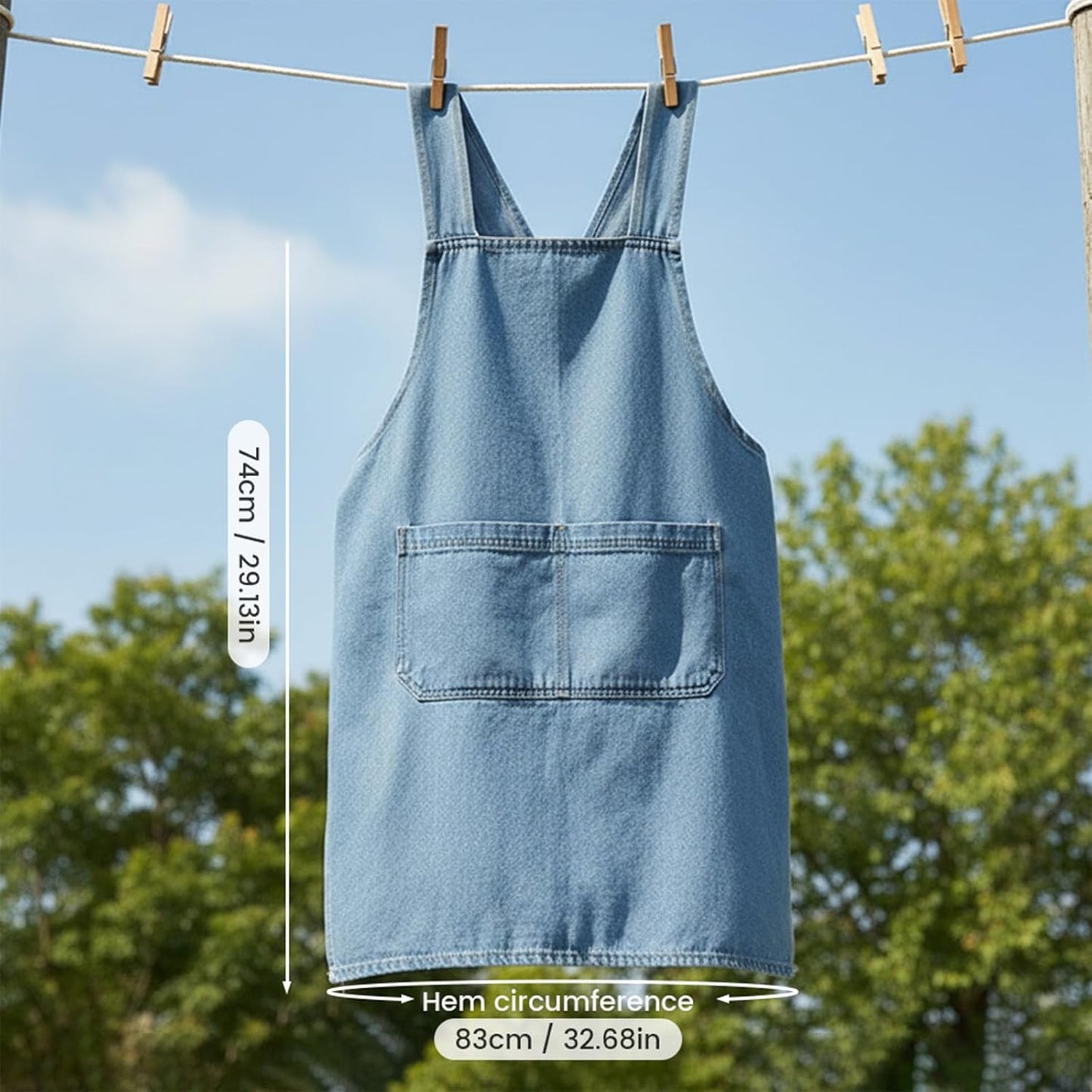 Lightweight Cotton Denim Apron with Front Pocket, Adjtable Bib Apron for Men Women Chef Apron, Kitchen Apron