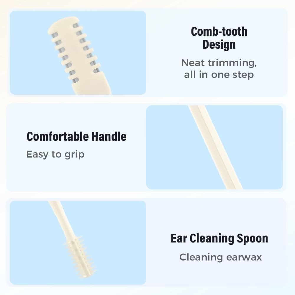 Nasal Hair Cutter, 2025 Double-Sided Nose Hairs Removal, Manual 360° Rotating Nostril Hair Removal Tool, Manual Nose Hairs Cutter, Nasal Hair Trimmer with Ear Picker for Women Men (Beige, 3PCS)