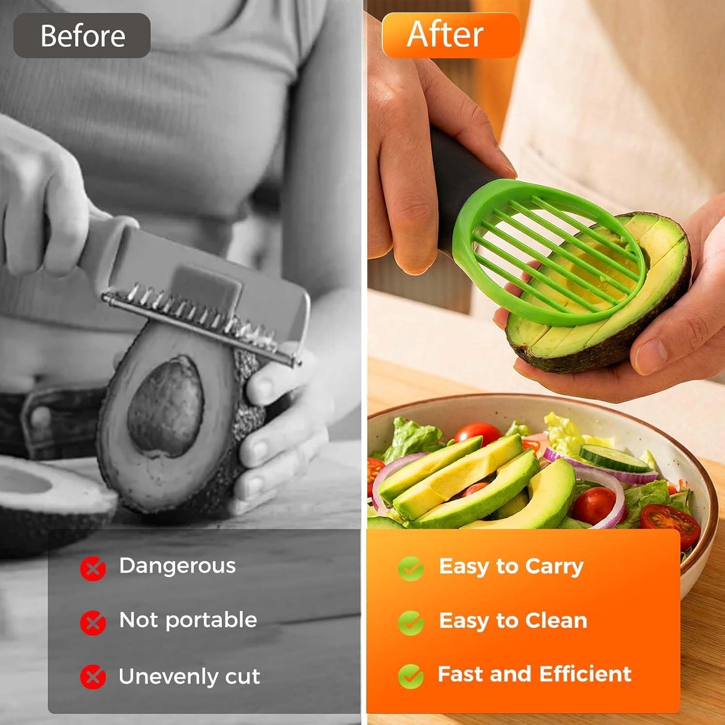 3-in-1 Avocado Slicer Tool, Multi-Function Splitter Pitter Cutter, Silicone Comfort-Grip Handle Avocado Peeler for Kitchen (1PC)