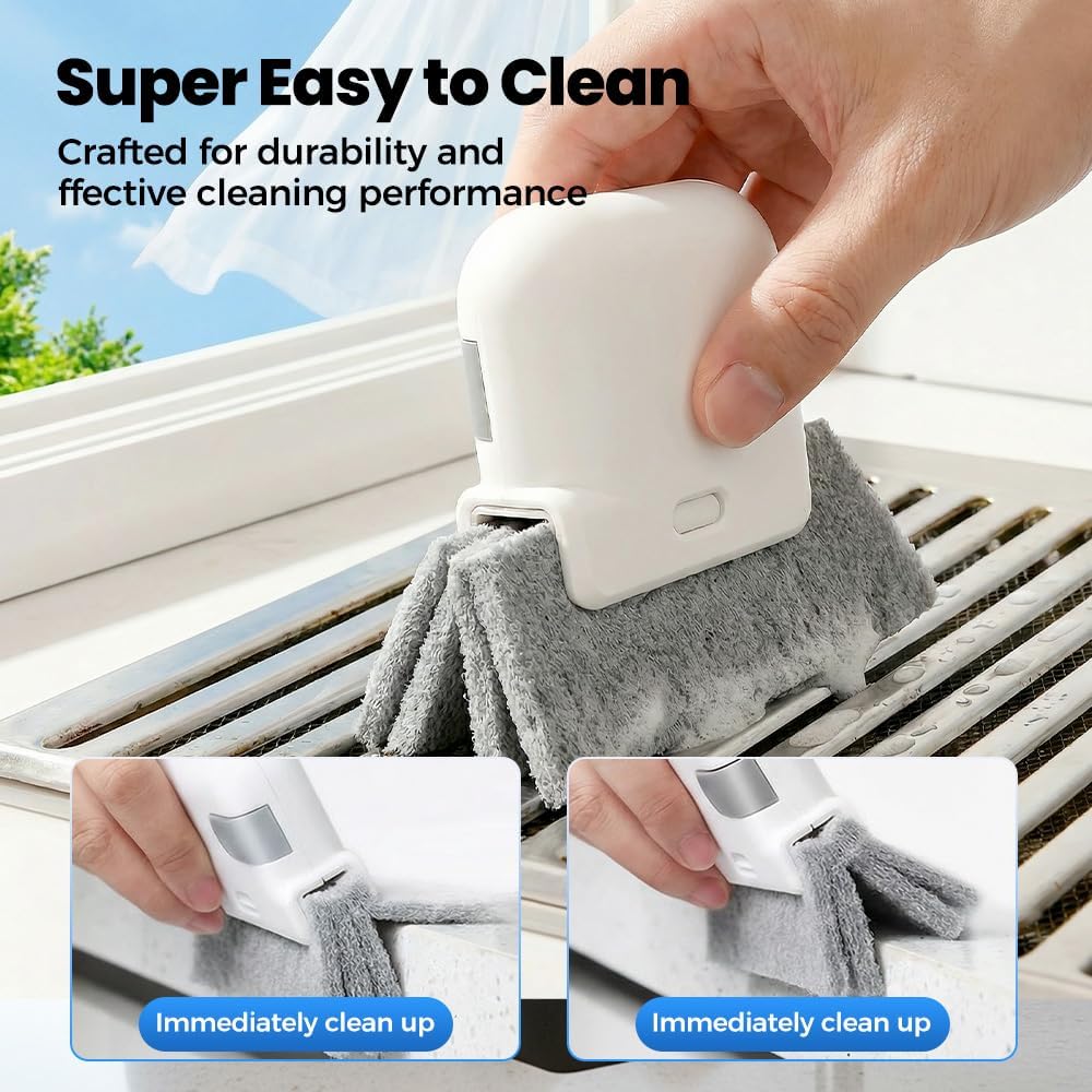 Magic Window Track Cleaner, 2026 Upgraded Handheld Cleaning Brh Set, for Window Slides Grooves, Tile Grout Lines, Shutter Slats, Car AC Vents & Narrow Gaps (Mix-3PCS)
