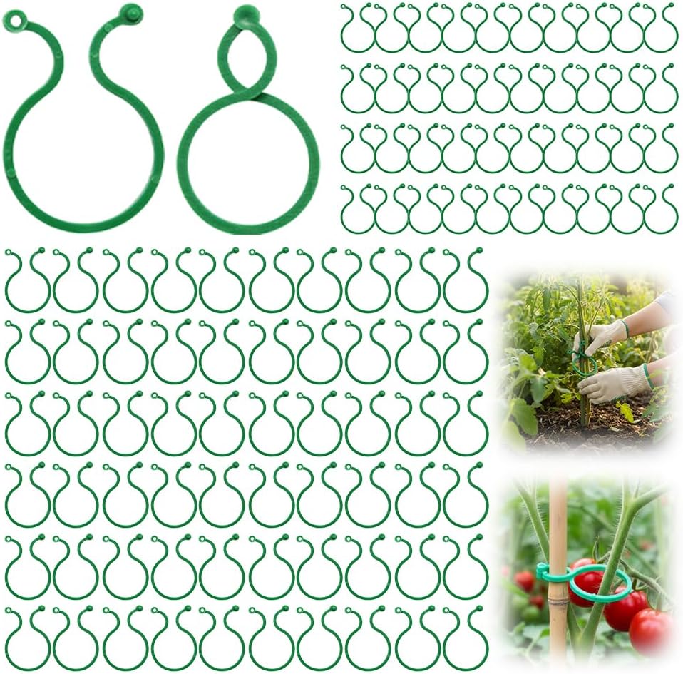 Plant Support Clips for Climbing Plants, Reable Garden Plant Support Plastic Clips for Tomatoes, Vines & Climbing Plants, Plant Fixing Clips for Vegetables, Fruits & Flowers (100, Green Large)