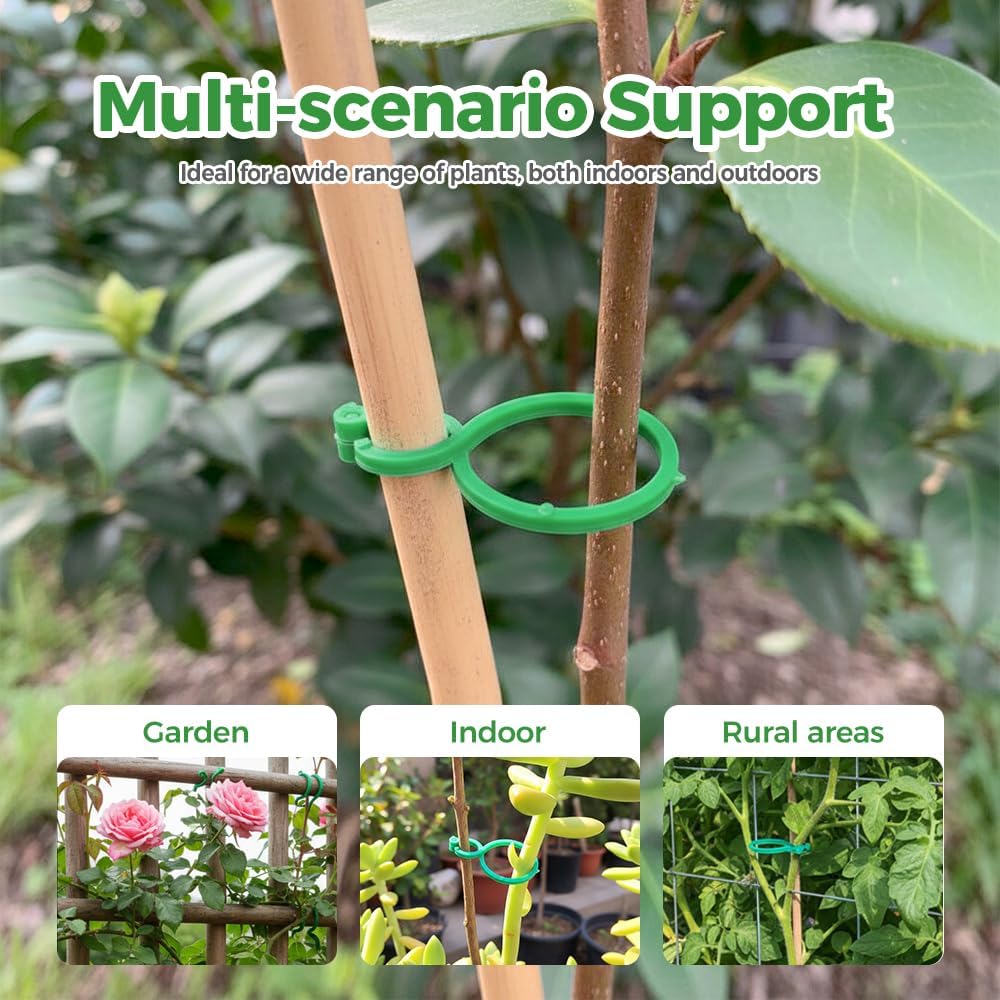 Plant Support Clips for Climbing Plants, Reable Garden Plant Support Plastic Clips for Tomatoes, Vines & Climbing Plants, Plant Fixing Clips for Vegetables, Fruits & Flowers (100, Green Large)