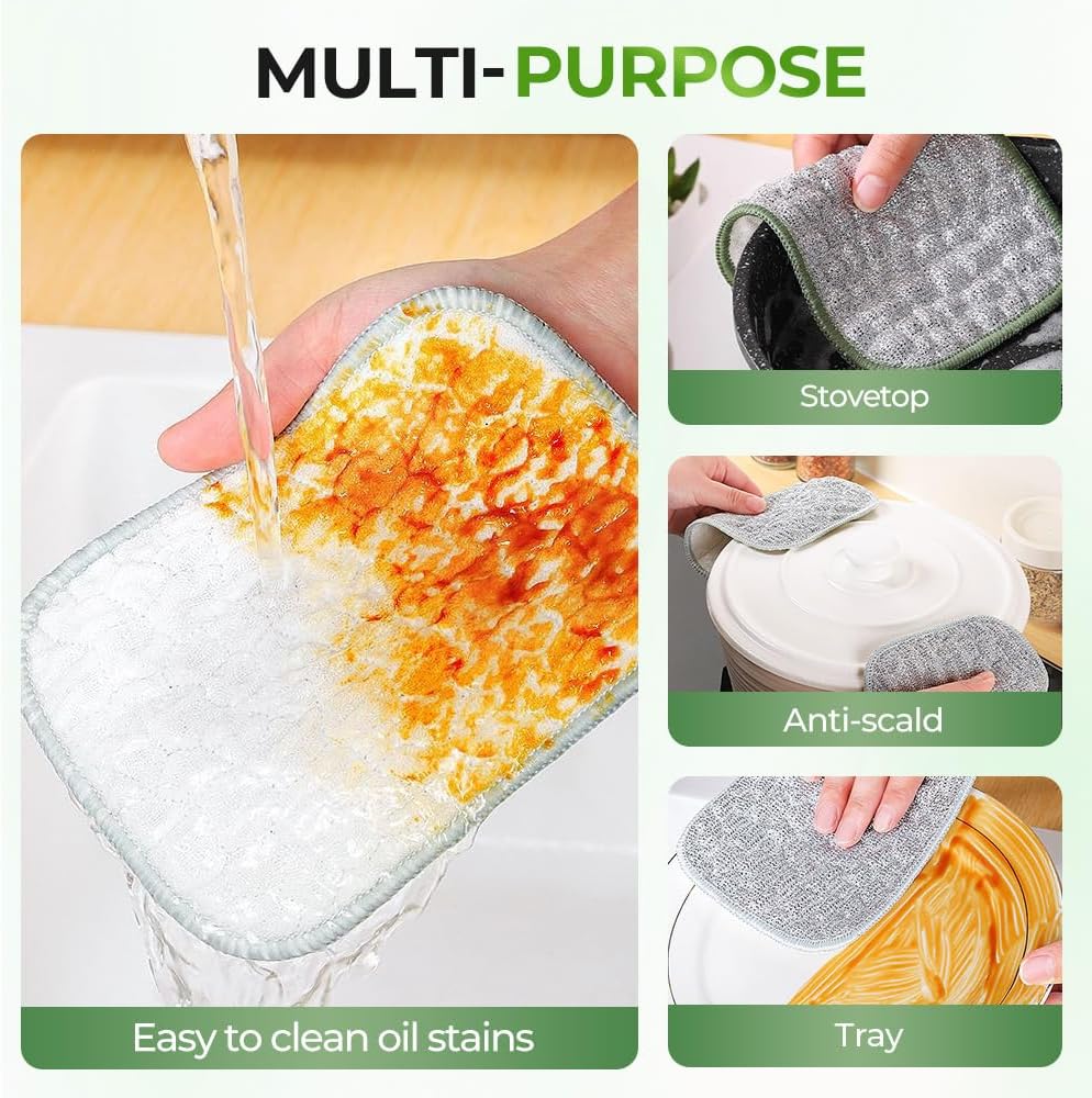 Multipurpose Wire Dishwashing Rags for Wet and Dry, Wire Scrubber Cloths for Kitchen, Reable Wire Miracle Cleaning Cloths, Non-Scratch Cleaning Cloth for Pots, Pans, Sinks, Grills (5 PCS)