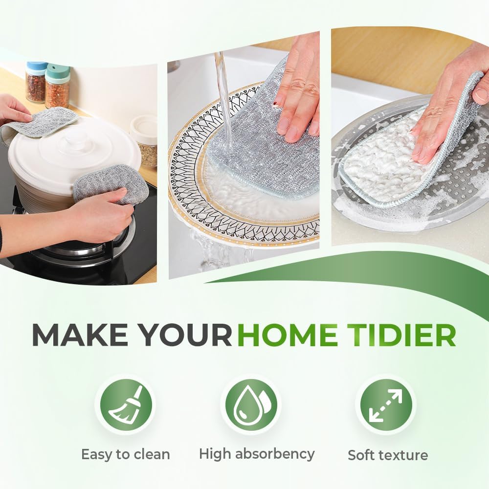 Multipurpose Wire Dishwashing Rags for Wet and Dry, Wire Scrubber Cloths for Kitchen, Reable Wire Miracle Cleaning Cloths, Non-Scratch Cleaning Cloth for Pots, Pans, Sinks, Grills (5 PCS)