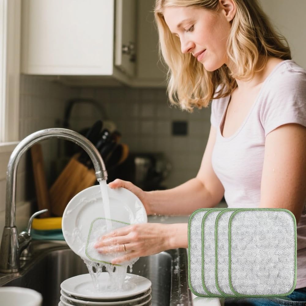 Multipurpose Wire Dishwashing Rags for Wet and Dry, Wire Scrubber Cloths for Kitchen, Reable Wire Miracle Cleaning Cloths, Non-Scratch Cleaning Cloth for Pots, Pans, Sinks, Grills (5 PCS)