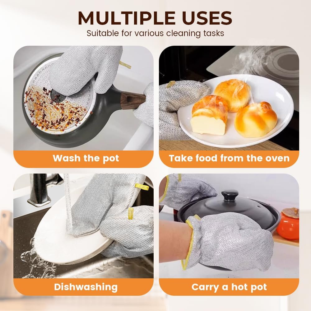 Steel Wire Dishwashing Glove, Glove for Kitchen Cleaning, Reable Scrub Gloves