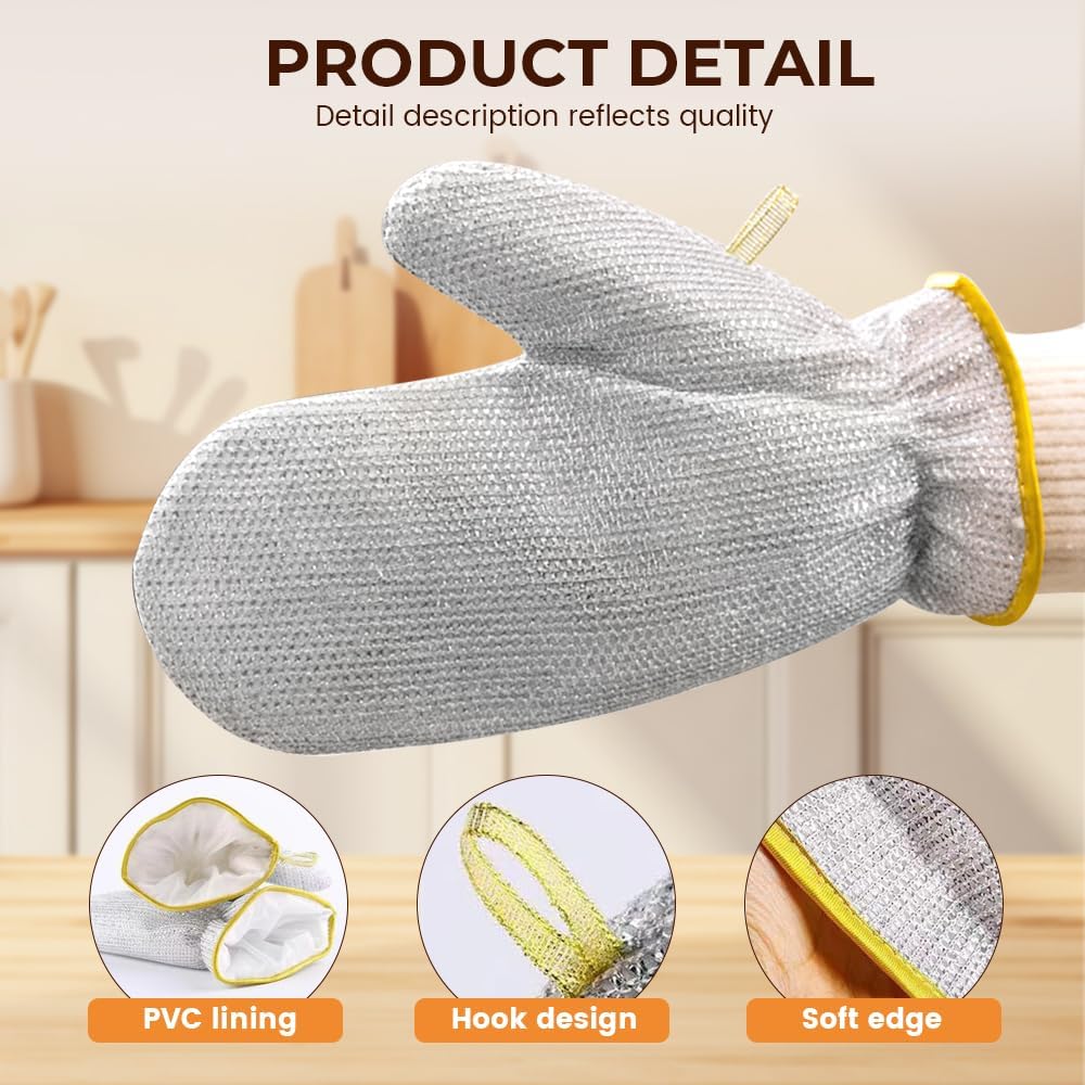 Steel Wire Dishwashing Glove, Glove for Kitchen Cleaning, Reable Scrub Gloves