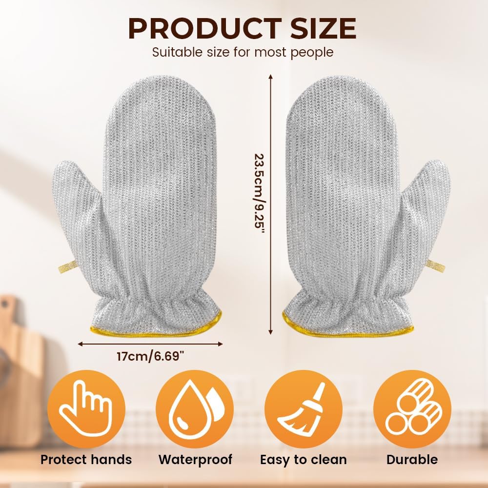 Steel Wire Dishwashing Glove, Glove for Kitchen Cleaning, Reable Scrub Gloves