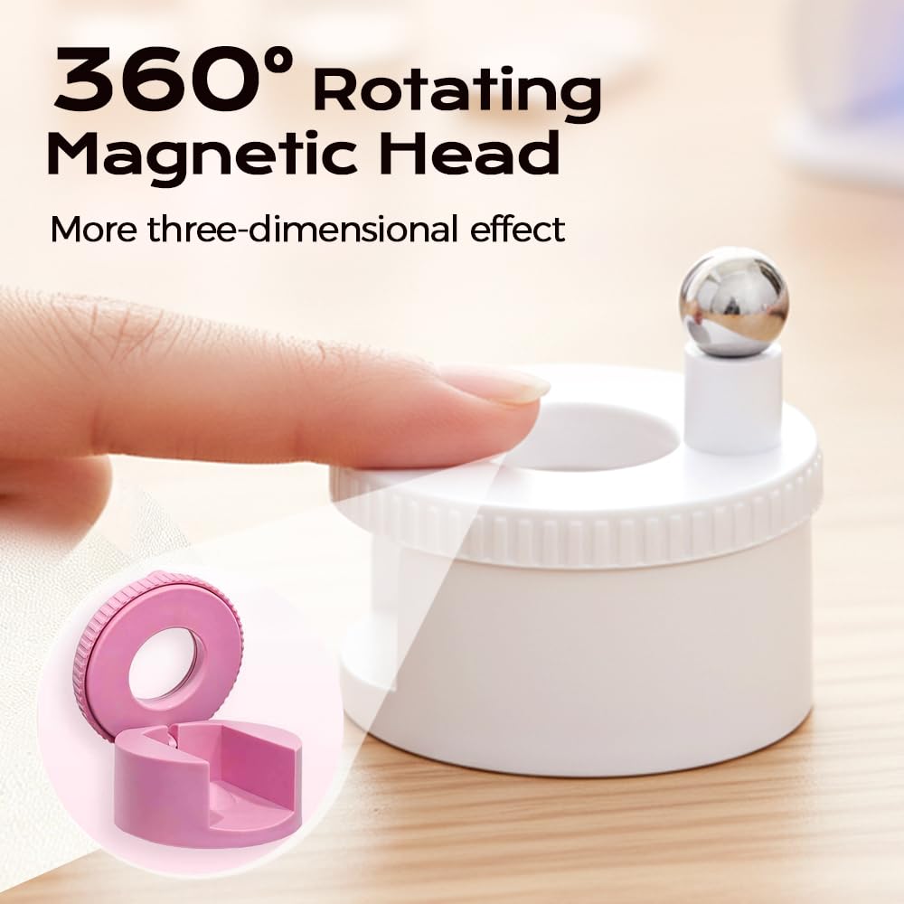 2026 New Rotating Cat Eye Magnet, Beginner-Friendly Nail Tool with Magnetic Force, Easy DIY Glossy Cat Eye Effect (Pink - Steel Ball)