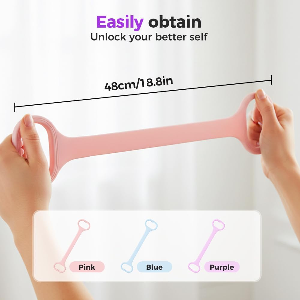 Figure 8 Resistance Bands for Women & Men - 35LB Silicone Pull Rope with Non-Slip Handles, Home Gym Yoga Equipment for Shoulder Back Arm