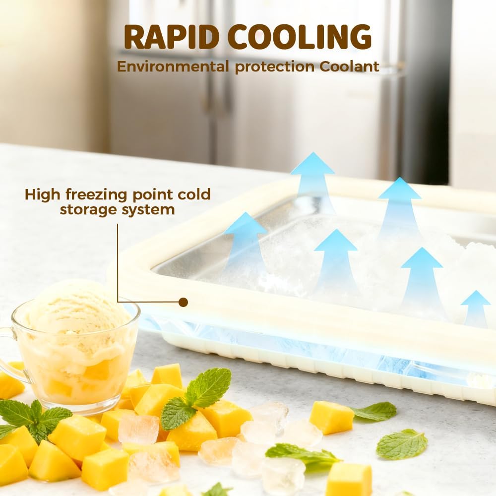 Rolled Ice Cream Maker Kit, 2026 New Stainless Steel Freeze Plate with 2 Scrapers, DIY Stir Fried Ice Cream Tray for Homemade Desserts, Perfect for Family Fun & Parties (White)