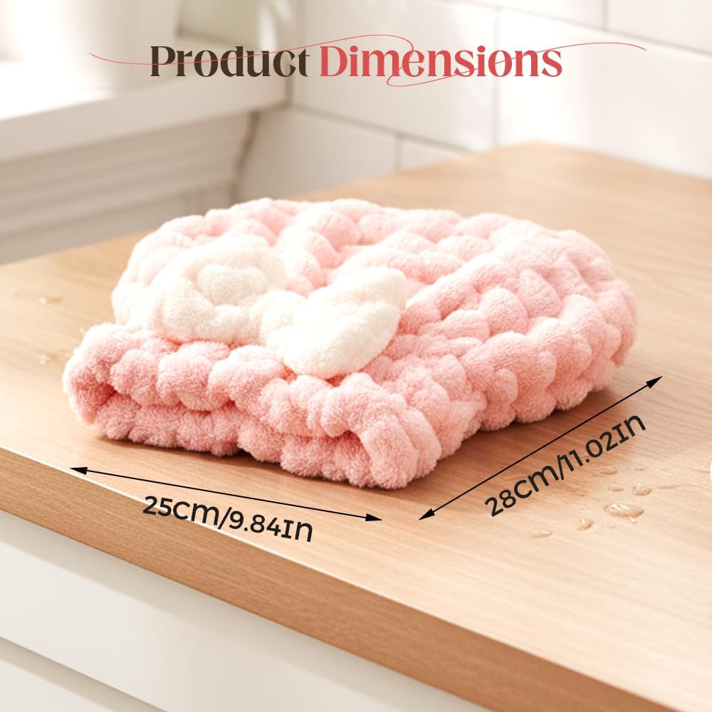 Super Absorbent Hair Towel Wrap for Women, 2026 Upgraded Microfiber Hair Towel, Quick Drying, Soft & Lightweight, Hair Turban Wrap with Bow for Wet Hair (White)