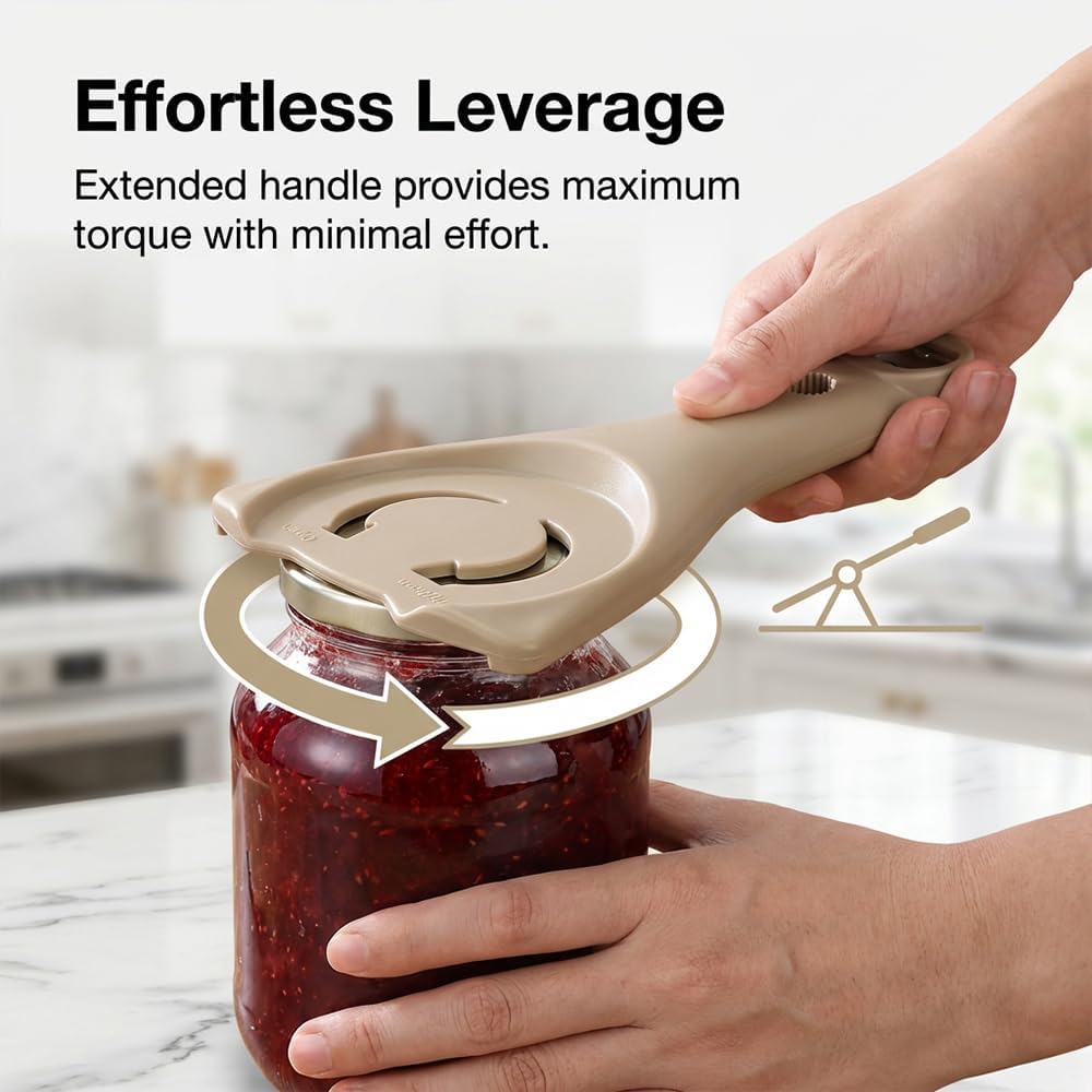 2026 New 3-in-1 Jar Opener, Adjtable Stainless Steel Lid Remover, Multi-Function Opener for Jars, Bottles & Cans with Non-Slip Grip (Black)
