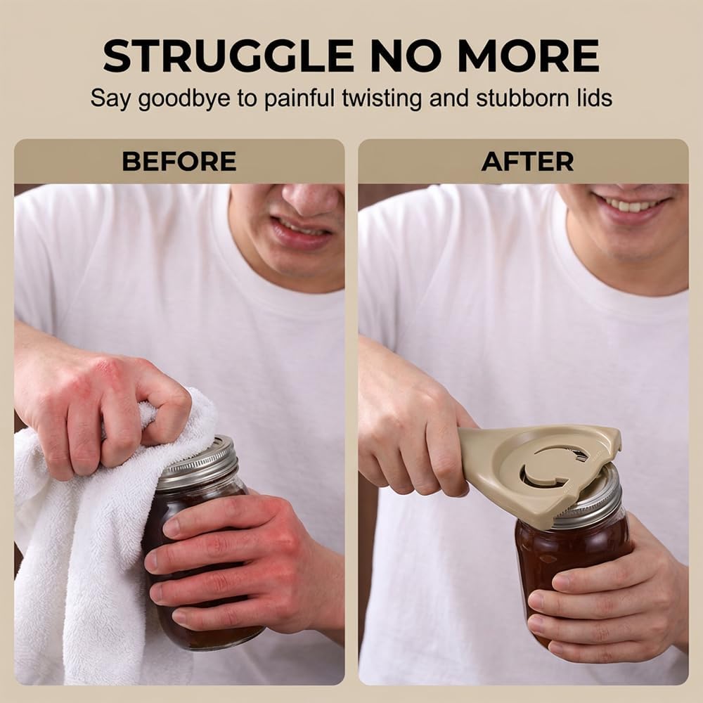 2026 New 3-in-1 Jar Opener, Adjtable Stainless Steel Lid Remover, Multi-Function Opener for Jars, Bottles & Cans with Non-Slip Grip (Black)
