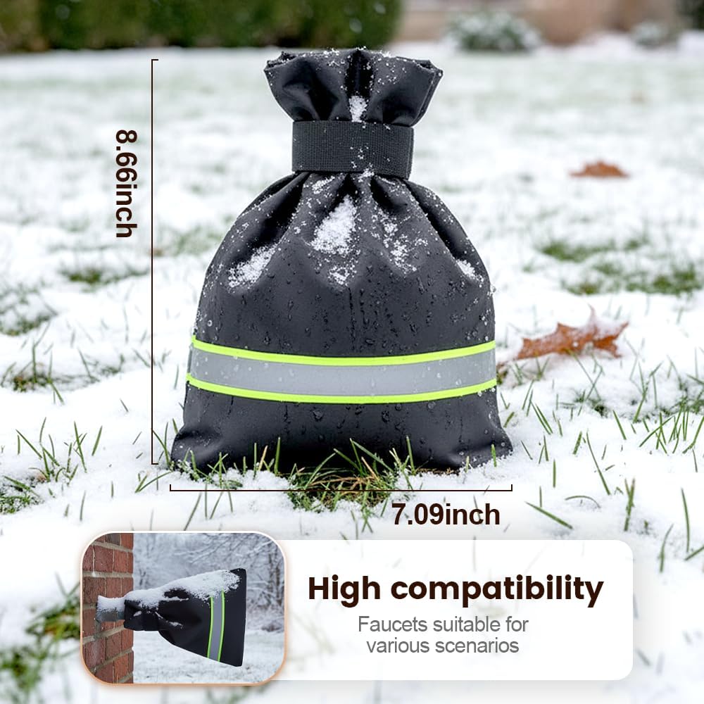 Outdoor Faucet Covers for Winter Freeze Protection, 9.8" x 6.3" Reable Waterproof Insulated Spigot Covers, Easy-toe Hose Bib Socks for Outdoor Faucets, Pipes & Spigots (Green, 2 PCS)