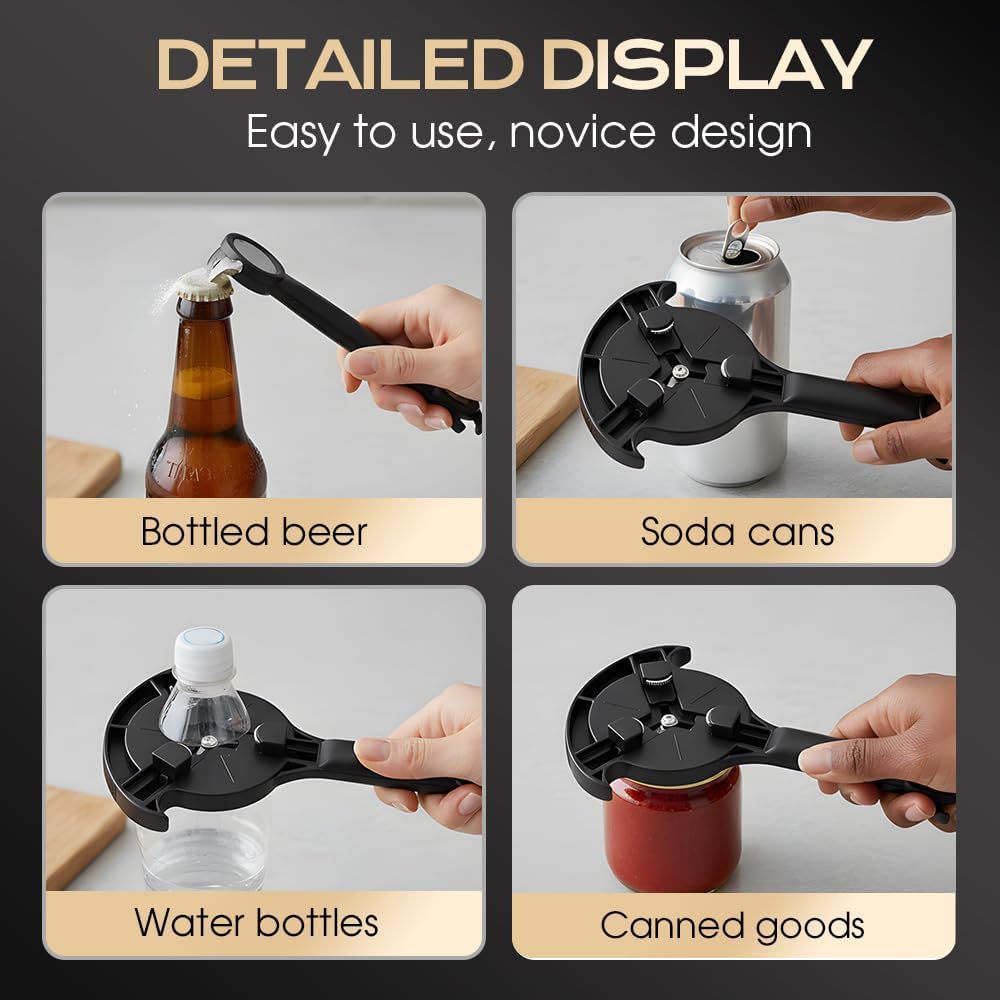 Adjtable Stainless Steel Jar Opener, Multifunctional Lid Gripper & Bottle Cap Opener for Weak Hands, Stainless Steel Can Opener Easy-Open Tool for Jars, Cans, Bottles Kitchen Gadget (1PC)