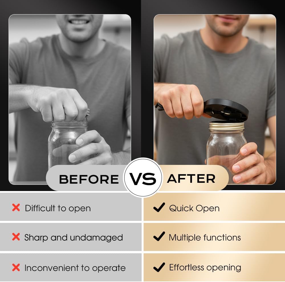 Adjtable Stainless Steel Jar Opener, Multifunctional Lid Gripper & Bottle Cap Opener for Weak Hands, Stainless Steel Can Opener Easy-Open Tool for Jars, Cans, Bottles Kitchen Gadget (1PC)