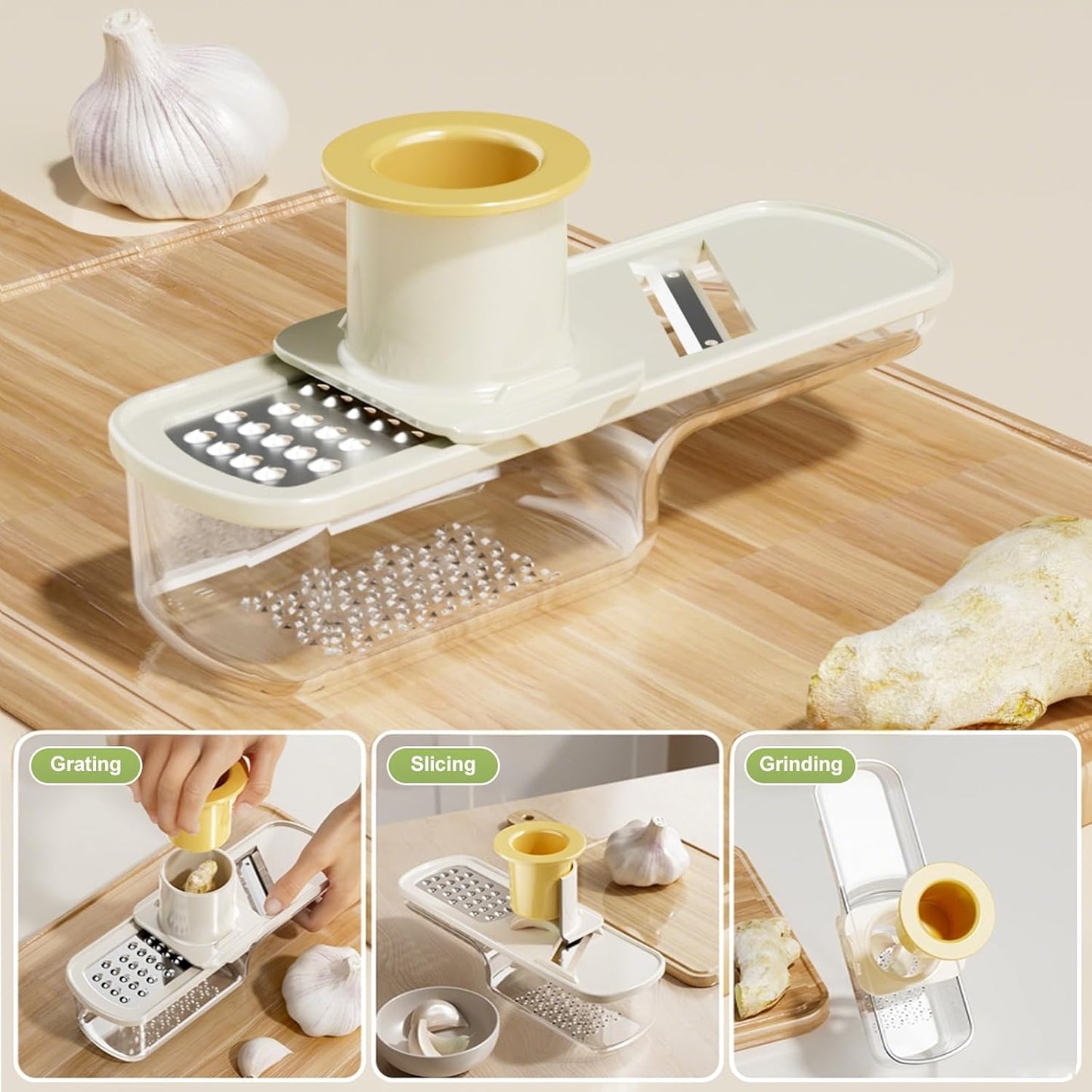 Garlic Press Rocker - Stainless Steel Garlic Crher, 2026 New Garlic Mincer and Chopper, Portable Garlic Grinder Cutter with Container, for Kitchen Smashing Garlic Vegetable (Green)