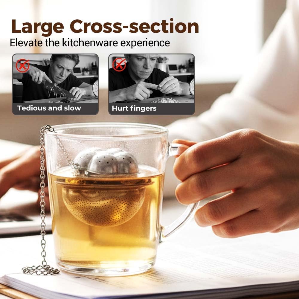 Tea Ball Tea Infer for Loose Leaf Tea, 304 Stainless Steel Fine Mesh Tea Strainer with 2 Styles (Spring Handle & Chain Hook), Reable Tea Steeper for Tea Lovers (1 PCS Spring Handle)
