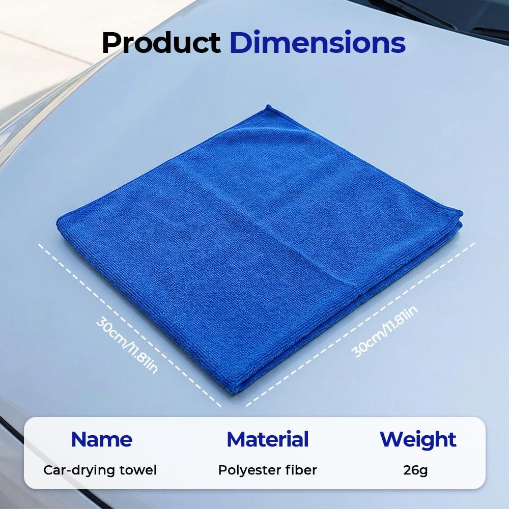 Microfiber Towels for Cars, Microfiber Cleaning Cloth, All-Purpose Microfiber Towels, Cleaning Rags for Cars, Hoe, Free from Streaks/Lint/Scratch, Blue, 12" x 12" (15-Pack)