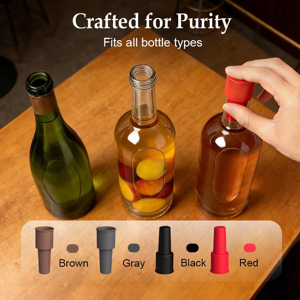 8 PCS Silicone Wine Stopper for Wine Bottles, Double-Layer Leakproof Seal, Reusable Sparkling Wine Bottle Stopper for Wine, Beer, Soda (Style D)