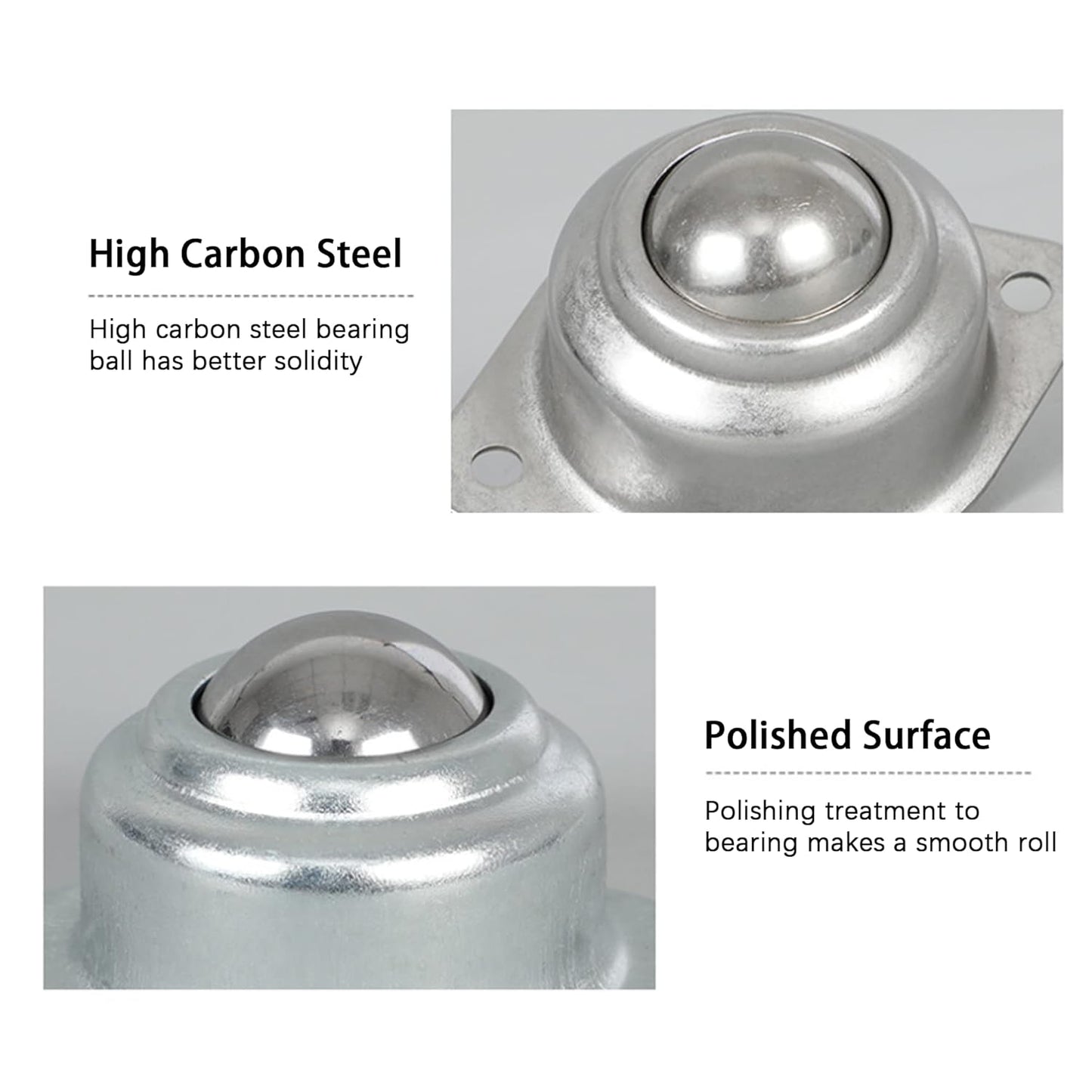 1” Rolling Ball Transfers 8 pcs, Universal Transfer Bearings of 400 Lbs Load Capacity, Two-Hole Flange Mounted Roller Bearings for Conveyor Transmission Furniture Wheelchair