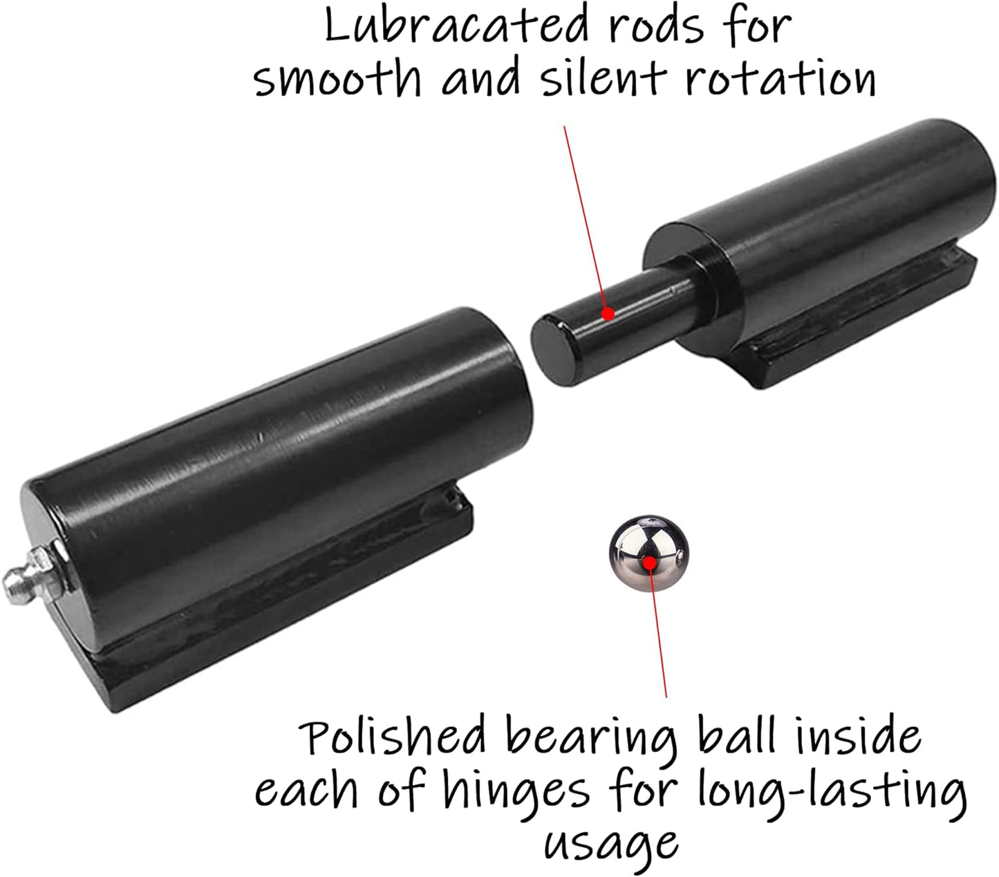 Heavy Duty Weld-on Barrel Hinges - 5 Inch, 450 Lbs Load Capacity, 2 Packs for Swing Gate, Trailer Ramp, Fence Gate