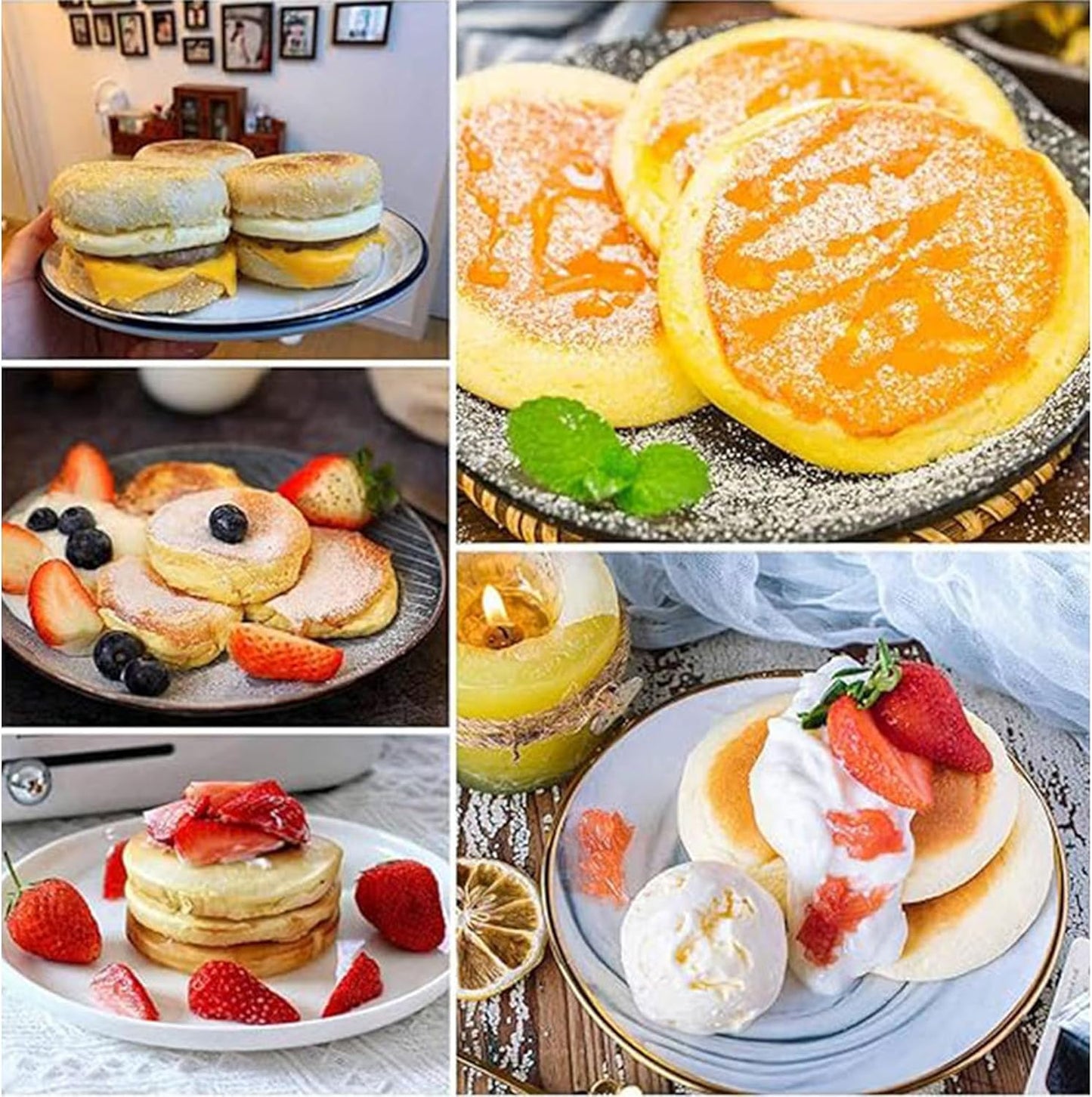 English Muffin Rings, Stainless Steel Crumpet Rings, 6 Pcs Nonstick Metal Round Ring Molds with Silicone Oil Brh (4 inch 12 pcs)