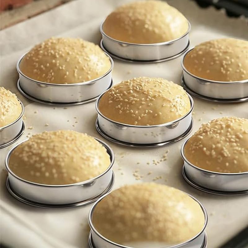 English Muffin Rings, Stainless Steel Crumpet Rings, 6 Pcs Nonstick Metal Round Ring Molds with Silicone Oil Brh (4 inch 12 pcs)