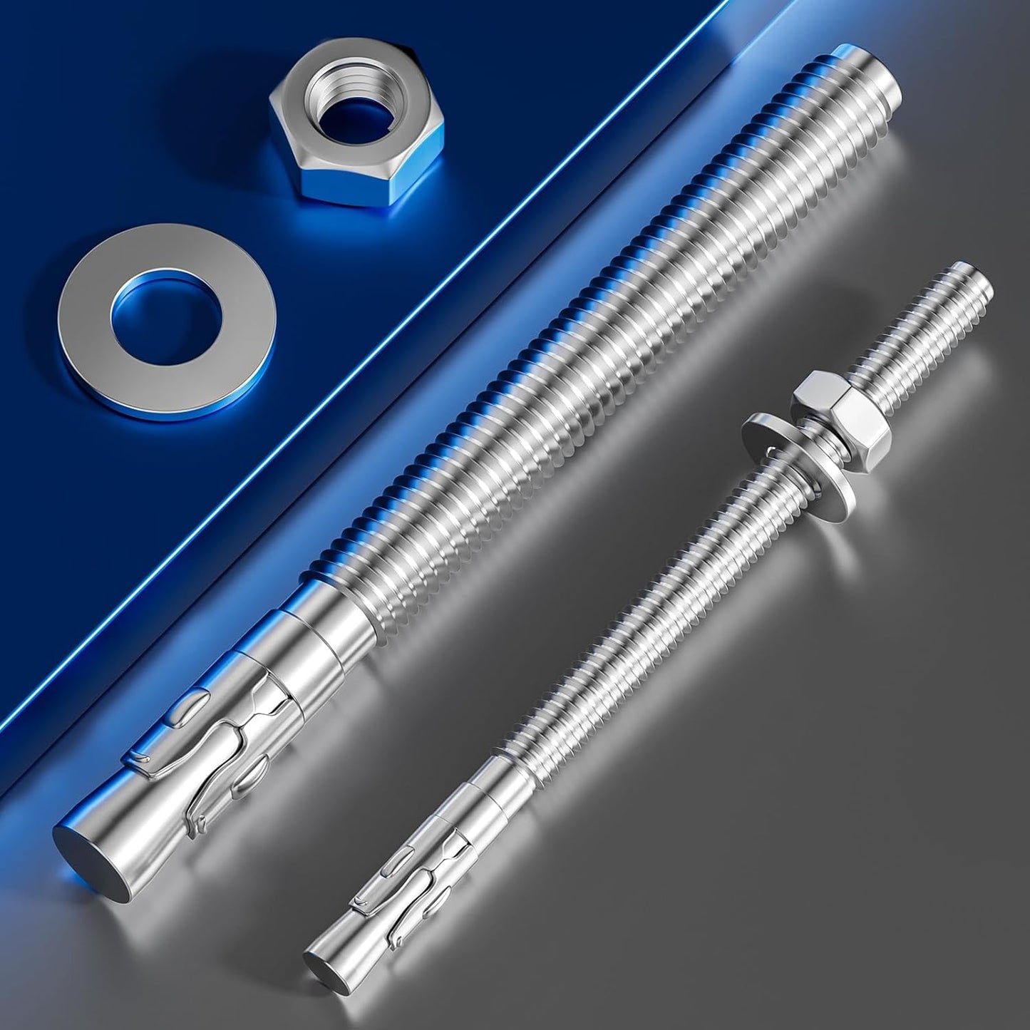 10Pcs 3/8x2-1/2 Inch Standard Fasteners for Heavy-Duty 304 Stainless Steel Wedge Anchors for Cement and Concrete