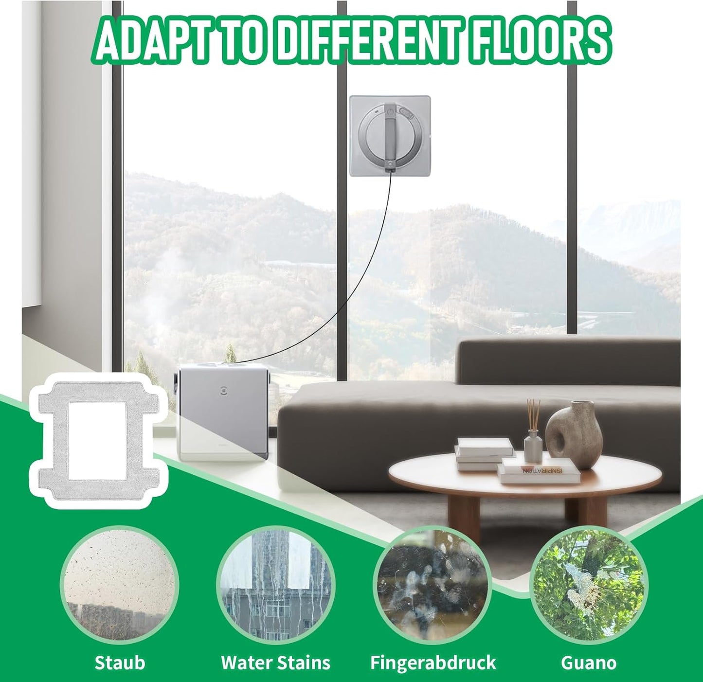 Winbot W2 Pro Replacement Mop Pads - 12 Pcs Washable & Reable Cleaning Cloths Compatible with Ecovacs Winbot W2 Omni, W1 Pro, W2 Pro Window Vacuum Cleaner Robot