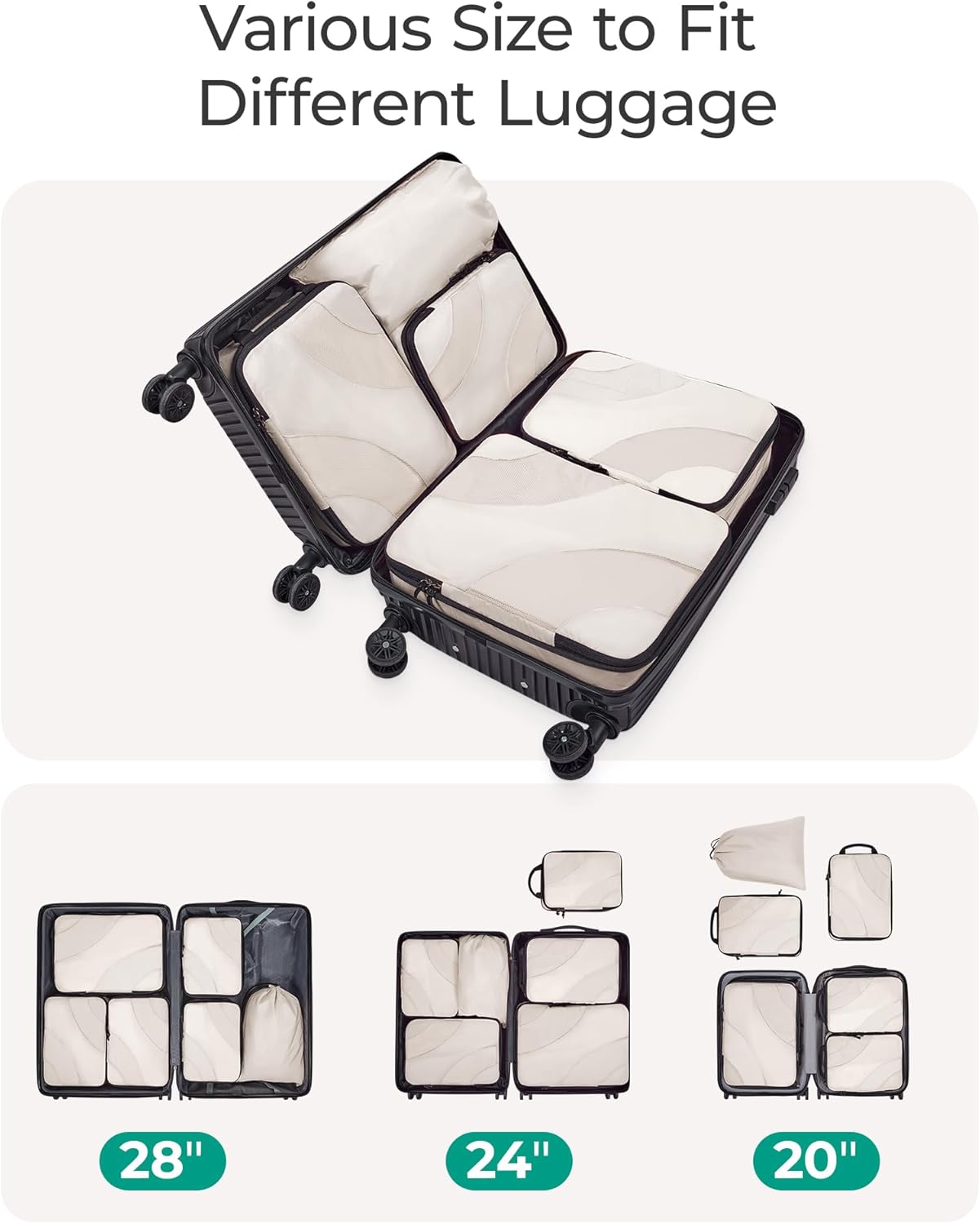 Compression Packing Cubes, 6 Set/4 Set/2 Set Travel Packing Cubes for Carry on Suitcases, Compression Suitcase Organizers Bag Set & Travel Cubes for Luggage, Lightweight Packing Organizers