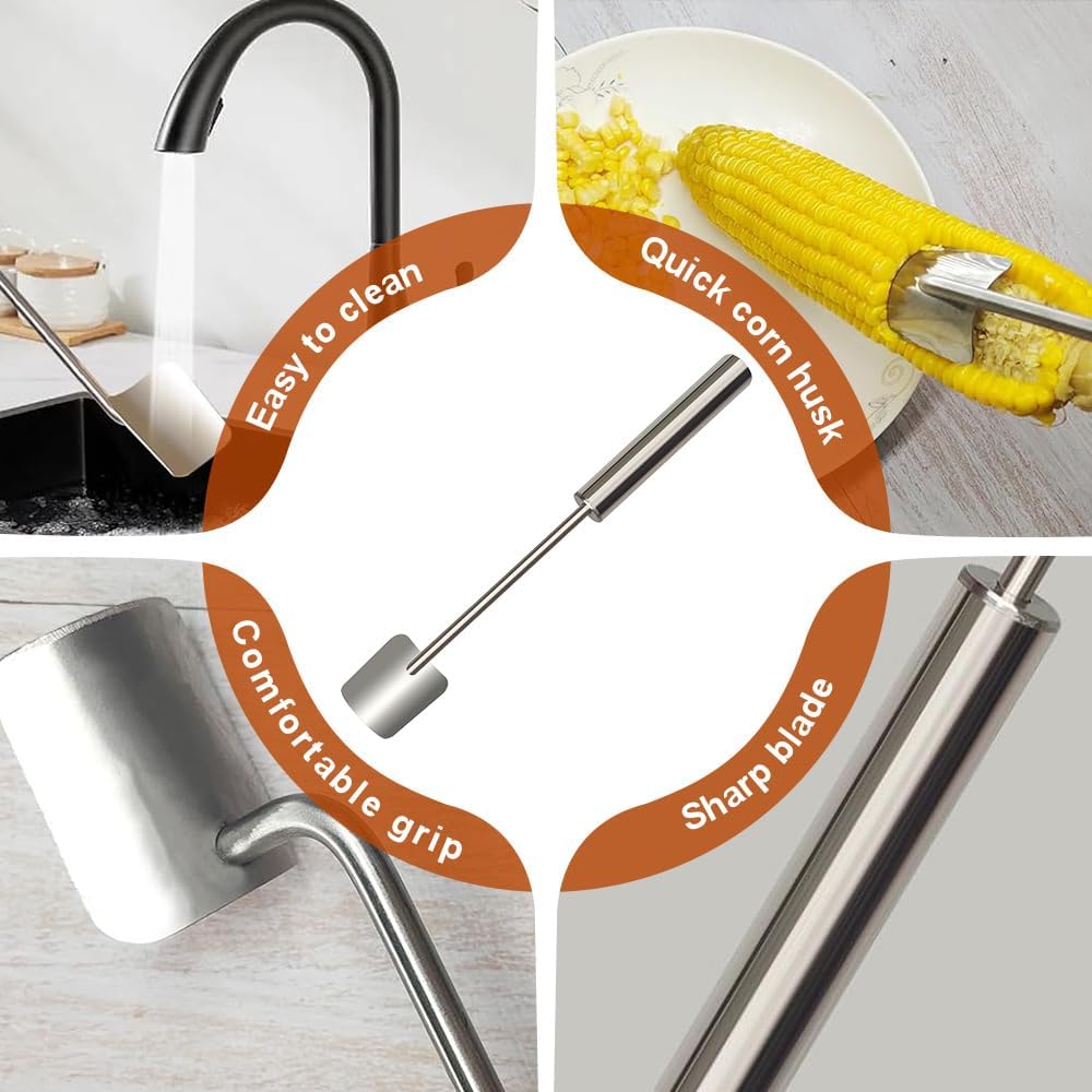 Easy Clean Corn Cob Peeler, 2025 Upgraded Stainless Steel Corn Stripper for Corn on the Cob, Fast and Safe, Suitable for Home Kitchens, Restaurant Chefs, Outdoor Dining Enthusiasts (1 pcs)