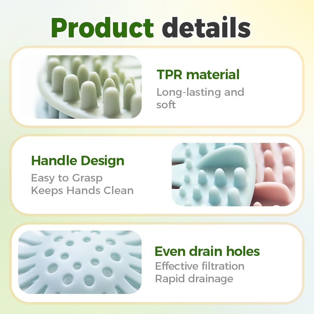 Hair Catcher Shower Drain, Silicone Sink Drain Strainer, Durable Easy Clean Drain Covers for Sink, Kitchen, Bathtub and Bathroom Drains (Set, 4 pcs)