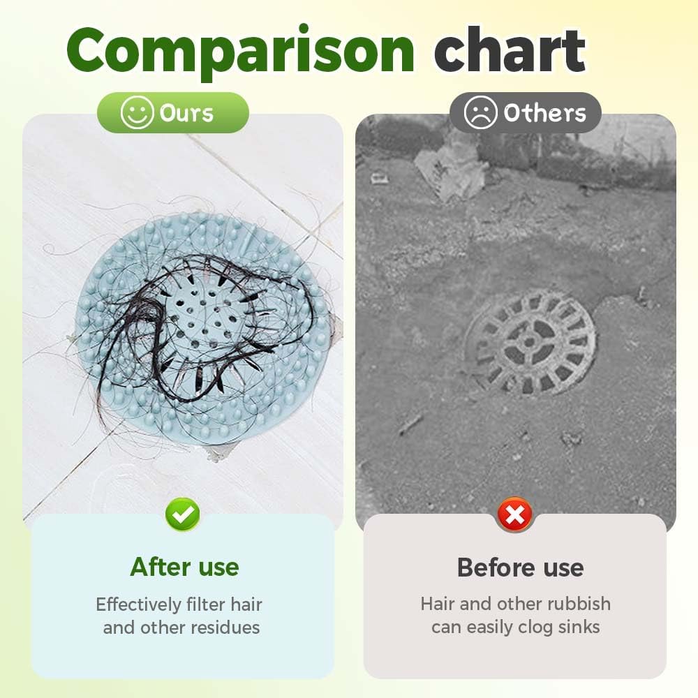 Hair Catcher Shower Drain, Silicone Sink Drain Strainer, Durable Easy Clean Drain Covers for Sink, Kitchen, Bathtub and Bathroom Drains (Set, 4 pcs)