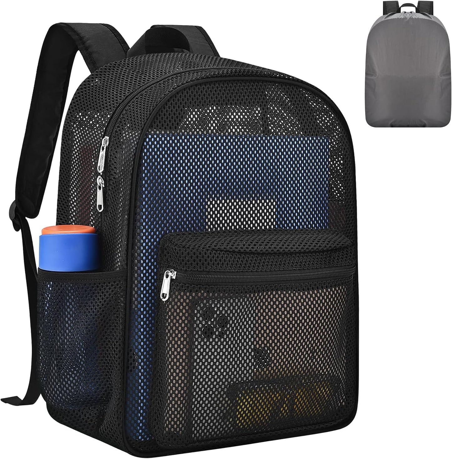 Heavy Duty Semi-Transparent Mesh Backpack，See Through College Student Backpack，