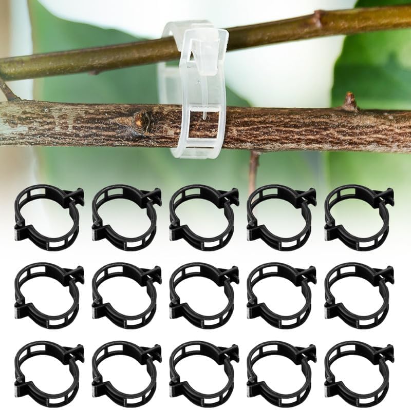 Secured Plastic Plant Clip, 2024 New Plant Support Clips for Climbing Plants, Portable Garden Plant Support Clips Plastic Tomato Grape Vine Vegetables Plant Clips (100, White)