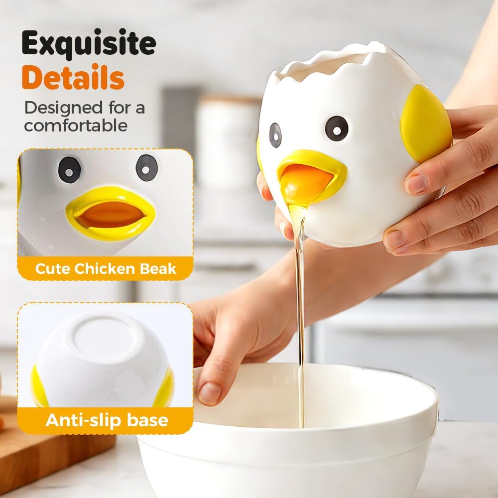 Cartoon Egg White Separator, Practical and Simple Ceramic Egg Separator, Suitable for Kitchen Baking Small Tools (1 pcs)