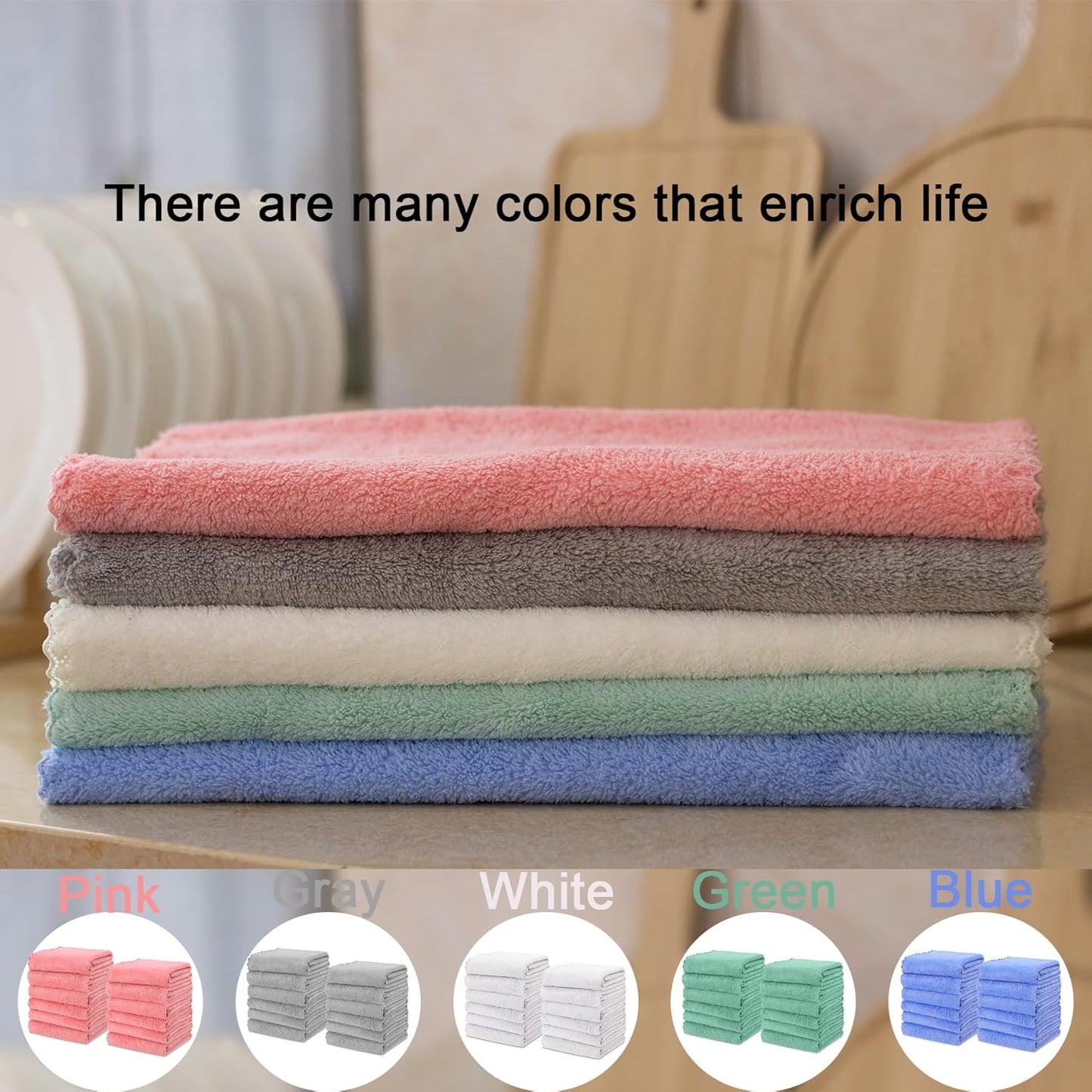 Kitchen Cloth Dish Towels, 13x28 Inches Premium Dishcloths, Super Absorbent Coral Velvet Microfiber Cleaning Cloths, Fast Drying Rags for Washing Dishes (13x28-6 Pack, Grey)
