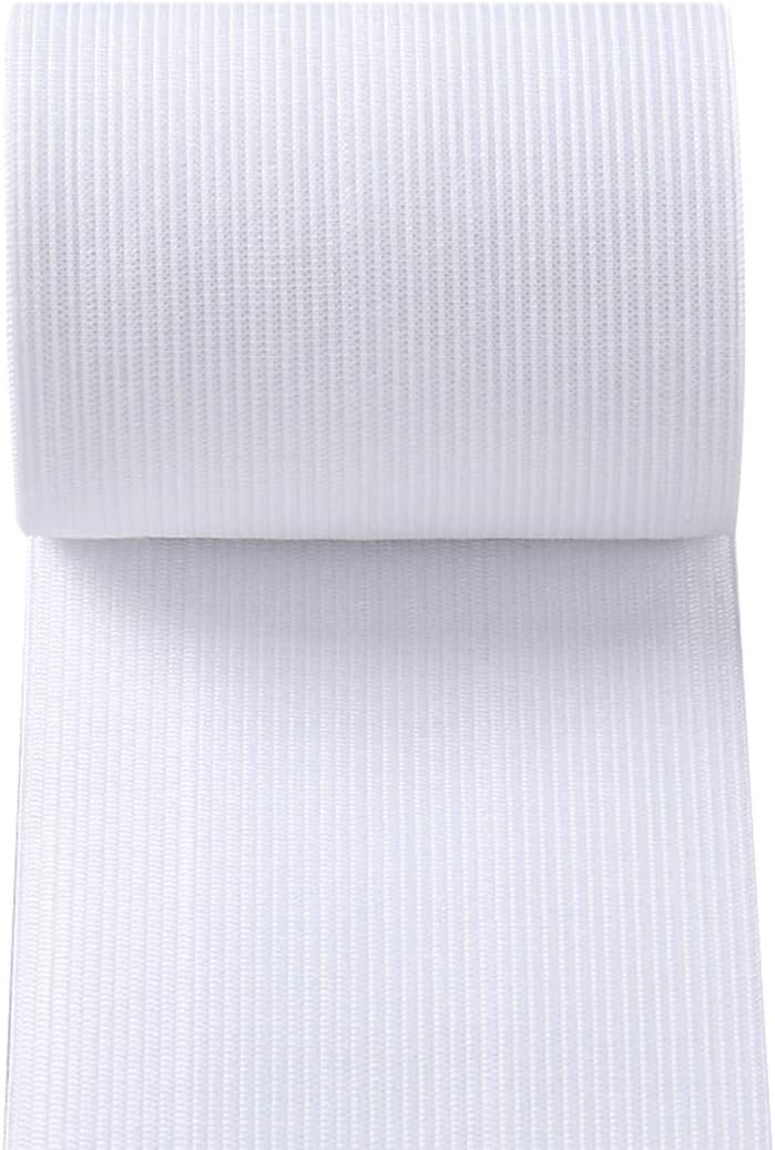 Knit Elastic Bands for Sewing White Heavy Stretch High Elasticity Flat Elastic Cord 3 Inch Wide Braided Elastic Spool 10 Yard