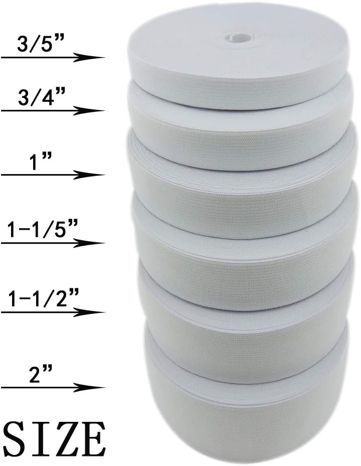3/5 Inch by 43 Yard White Sewing Elastic Band Spool Heavy Stretch High Elasticity Knit Elastic Band