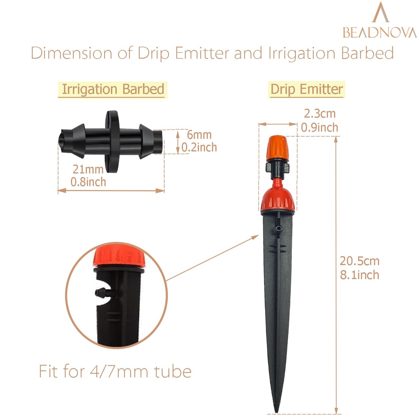 Irrigation Drippers 30pcs Drip Emitters for 1/4 Inch with Straight Coupling 360 Degree Micro Sprinkler Adjtable Drip Irrigation Heads Drippers for Garden Patio Lawn